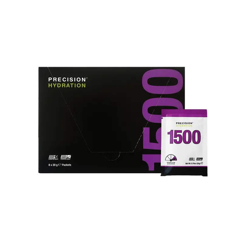 Hydration Powder 1500 by Precision Fuel & Hydration in black and purple, electrolyte drink mix for athletes with low sweat rate, UK-made