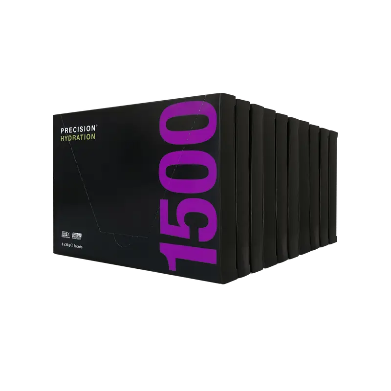 Hydration Powder 1500 by Precision Fuel & Hydration in black with purple, electrolyte drink mix for athletes to stay hydrated and replace salts