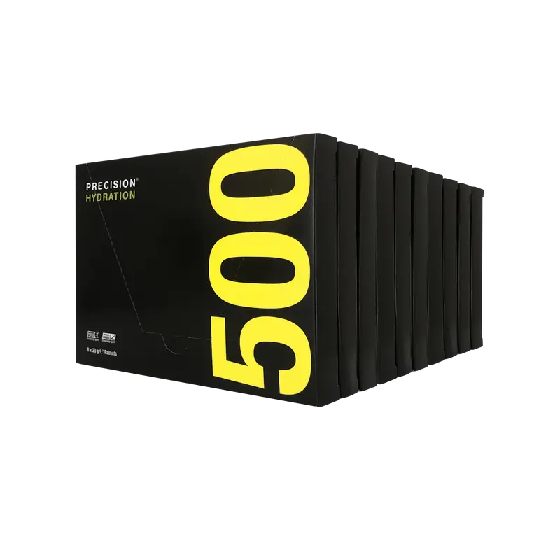 Hydration Powder 500 by Precision Fuel & Hydration in black and yellow, electrolyte drink mix for optimal hydration and athletic use