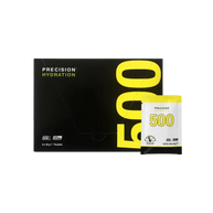 Hydration Powder by Precision Fuel & Hydration in black, white, and yellow, electrolyte drink mix for athletic hydration and sweat replacement