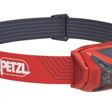 Actik Lamp by Petzl in red and grey, 450 lumens powerful headlamp ideal for running, trekking, and mountaineering safety