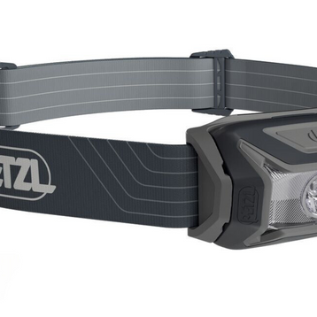 Tikka Lamp by Petzl in dark gray with adjustable strap, 350 lumens LED headlamp ideal for night hiking and camping safety