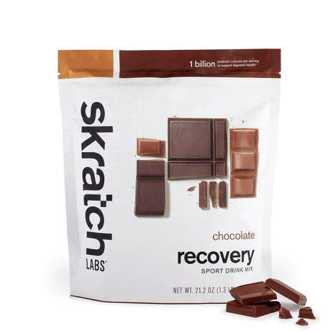 Sport Recovery Drink Mix in chocolate by Skratch Labs, nutrition drink designed to refuel and rebuild after intense workouts