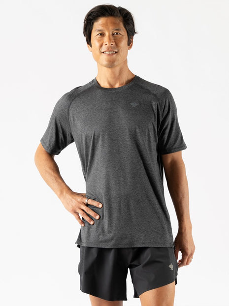 EZ Tee SS - Men by Rabbit in dark grey lightweight soft running top ideal for everyday running, workout, and casual wear