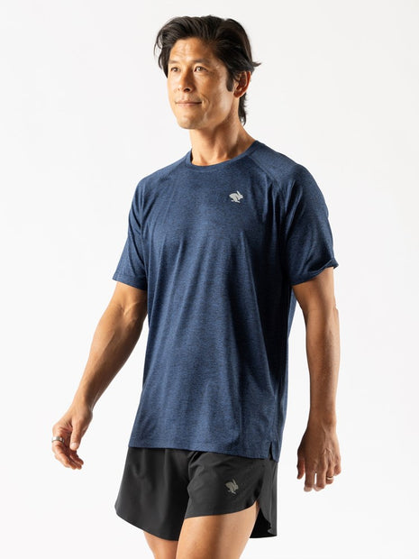 EZ Tee SS - Men by Rabbit in deep blue lightweight soft running top designed for everyday running, workouts, and casual wear