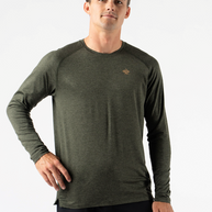 EZ Tee LS - Men by Rabbit in dark green, soft lightweight long sleeve shirt designed for training runs and daily comfort