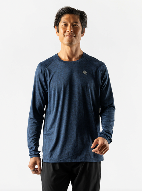 EZ Tee LS - Men by Rabbit in dark blue, soft lightweight long sleeve shirt ideal for training runs and casual wear