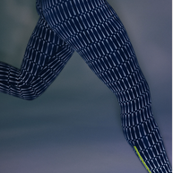 Low Light Speed Tights - Women by Rabbit in navy with 360° reflective print, compressive fit, laser-cut perfs, five pockets for safe running