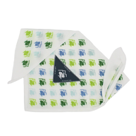 Ice RAD-Dana by Rabbit in white with blue and green print, triangle bandana with ice pocket for cooling during hot running sessions