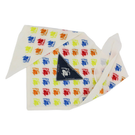 Ice RAD-Dana by Rabbit in white with multicolored logo pattern, triangle bandana with ice pocket, made for cooling during long hot runs