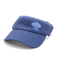 Visor by Rabbit in navy blue with lightweight moisture-wicking fabric and inner sweatband for cooling and running comfort