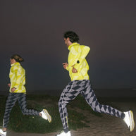 Low Light Pocket Tightz - Men by Rabbit in black and grey with 360° reflective print and pockets, midweight for running safety and warmth