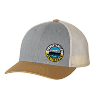 Run to Beer Hats (2025) by Run To Beer in grey, beige, and brown with mesh back, official charity cap supporting running events in Canada