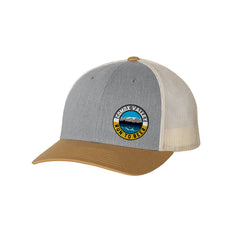Run to Beer Hats (2025) by Run To Beer in grey, beige, and brown with mesh back, official charity cap supporting running events in Canada