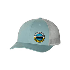 Run to Beer Hats (2025) by Run To Beer in blue and white mesh, breathable cap supporting charity with proceeds for event tents and gear.