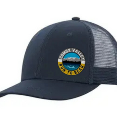 Run to Beer Hats (2025) by Run To Beer in navy blue with mesh back, durable hat supporting event tent and carry bag costs fundraising