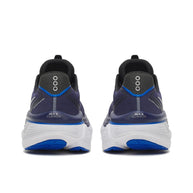 Pair of Saucony Hurricane 26 men's road running shoes in Naval/Black, back heel view