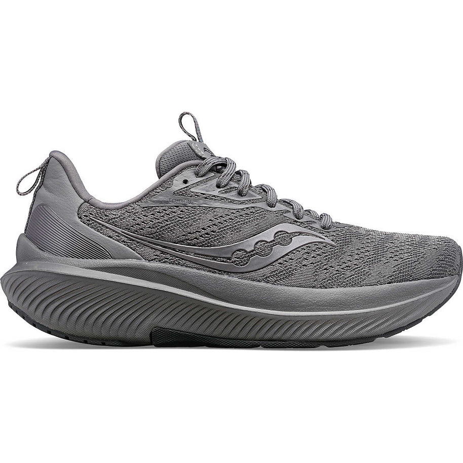 Echelon 9 - Women by Saucony in grey with max cushioning and roomy fit, lightweight road running shoe for comfort and stability