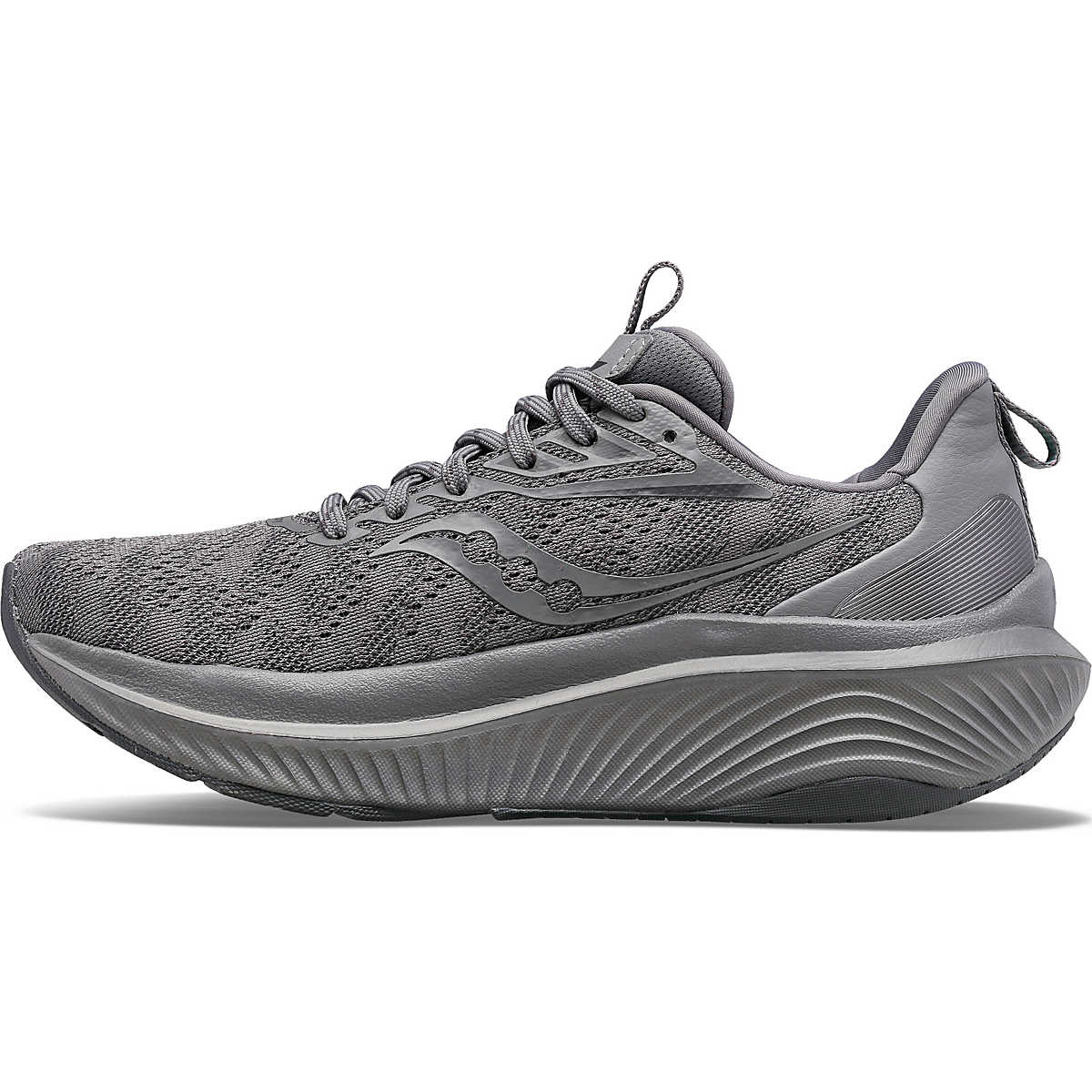 Echelon 9 Wide - Women by Saucony in grey with roomy fit, max cushioning, stable ride, lightweight road running shoe for comfort
