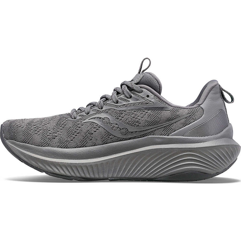 Echelon 9 Wide - Women by Saucony in grey with roomy fit, max cushioning, stable ride, lightweight road running shoe for comfort