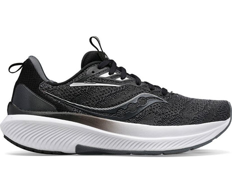 Echelon 9 Wide - Women by Saucony in black and grey with max cushioning, roomy fit, lightweight for running and walking comfort