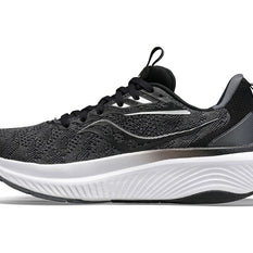 Echelon 9 - Women by Saucony in black and grey, cushioned road running shoe with roomy fit for comfortable walking and running