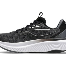 Echelon 9 X-Wide - Women by Saucony in black and grey, cushioned road running shoe with roomy fit and stable ride for max comfort