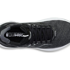 Echelon 9 X-Wide - Women by Saucony in black and grey, cushioned running shoe with roomy fit and stable ride for maximum comfort and long runs