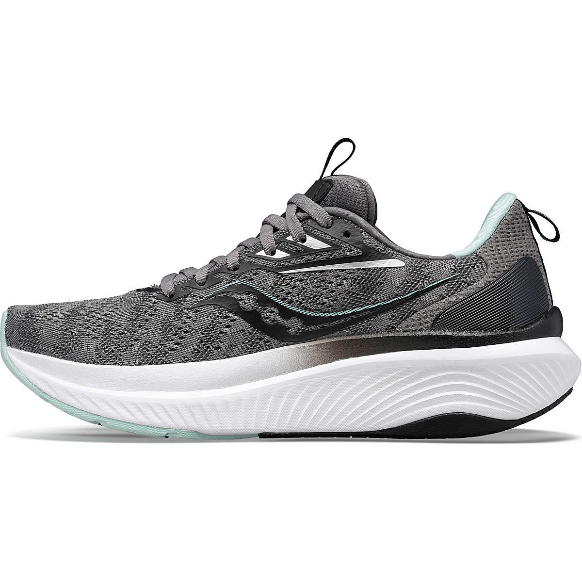 Echelon 9 - Women by Saucony in grey and mint with roomy fit, max cushioning, and stable ride for comfortable running and walking