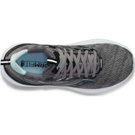 Echelon 9 - Women by Saucony in grey and black with max cushioning, roomy fit, and stable ride for comfortable road running and walking
