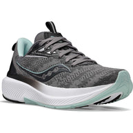 Echelon 9 - Women by Saucony in grey and light blue, cushioned road running shoe with roomy fit for comfort and stable ride