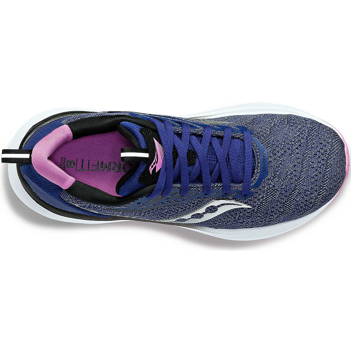 Echelon 9 Wide - Women by Saucony in blue and pink with roomy fit, max cushioning, lightweight for running and walking comfort