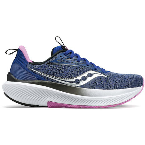 Echelon 9 Wide - Women by Saucony in navy and pink, cushioned wide fit running shoe for comfort and stable ride on road