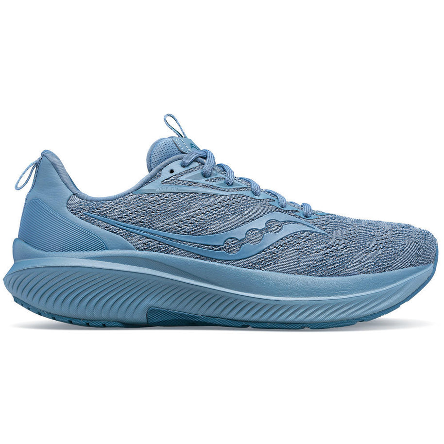 Echelon 9 Wide - Women by Saucony in blue, cushioned wide running shoe for stable, comfortable road running and walking