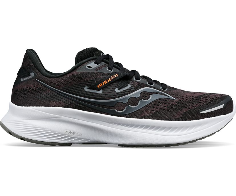 Guide 16 - Women - FINAL SALE by Saucony in black and grey with cushioning and support designed for road running and everyday comfort