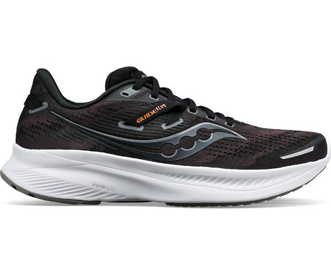 Guide 16 - Women - FINAL SALE by Saucony in black and grey with cushioning and support designed for road running and everyday comfort