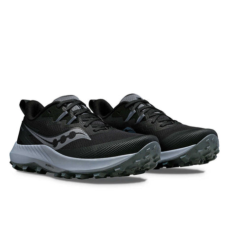 Peregrine 14 - Women by Saucony in black and grey, trail running shoe with max protection and ultimate freedom for outdoor exploration