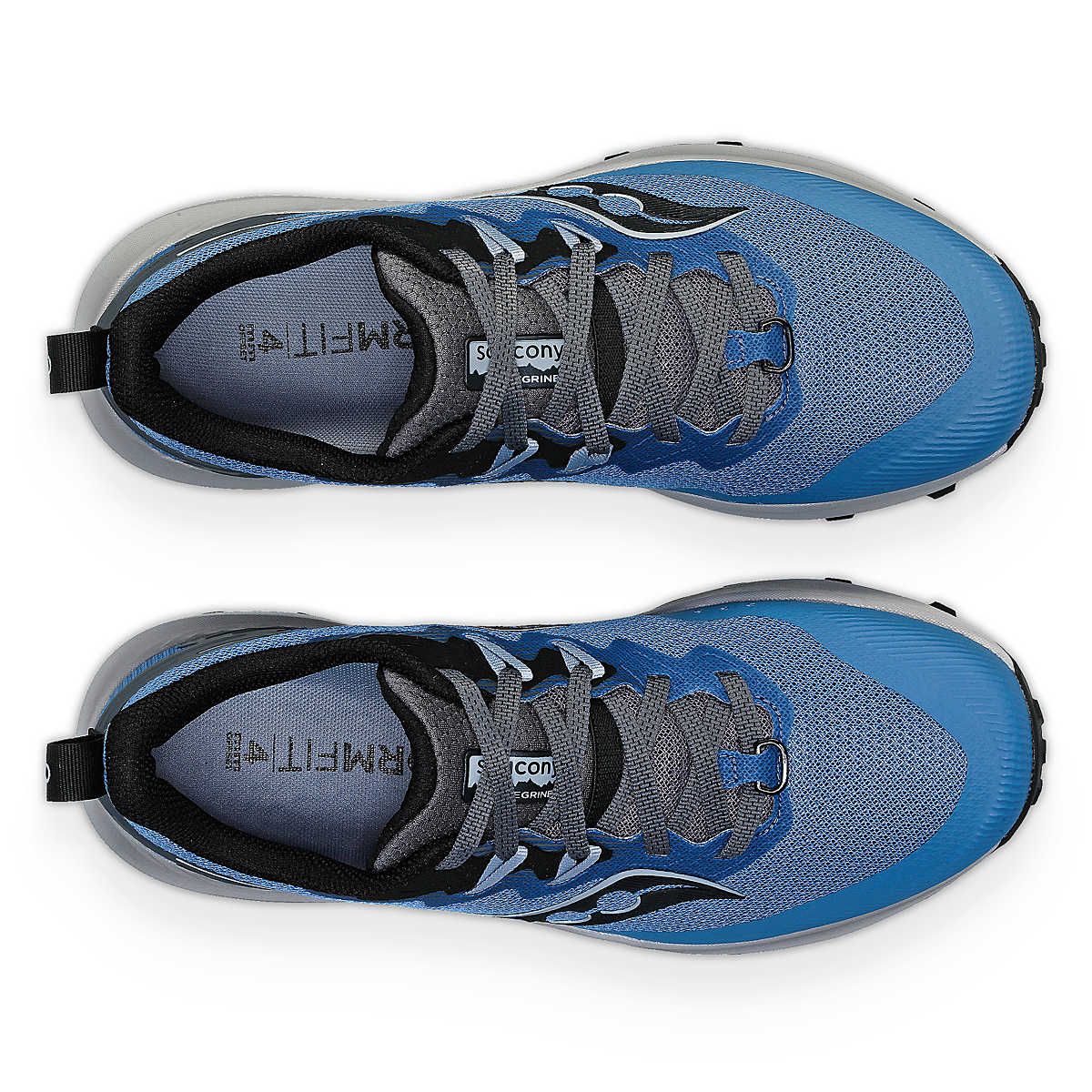 Peregrine 14 - Women by Saucony in blue and grey, trail running shoe with max protection and ultimate freedom for outdoor exploration