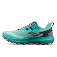 Peregrine 14 - Women by Saucony in teal and grey lightweight trail shoe with max protection and comfort for outdoor running and exploring