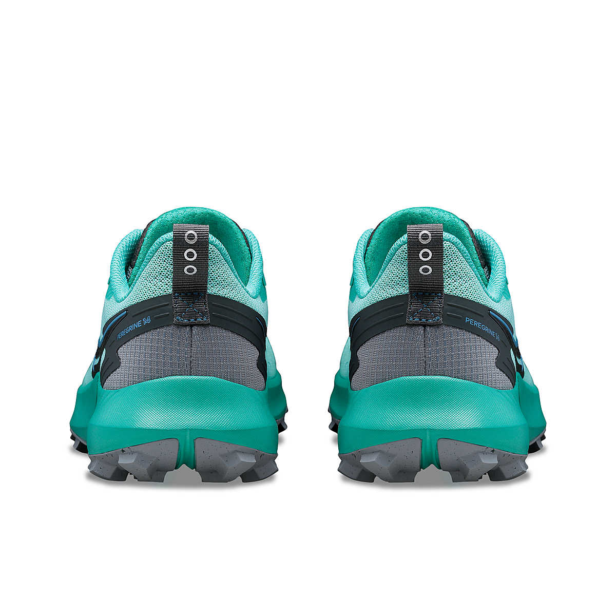 Peregrine 14 - Women by Saucony in teal and gray trail running shoes with max protection for outdoor freedom and rugged terrain use