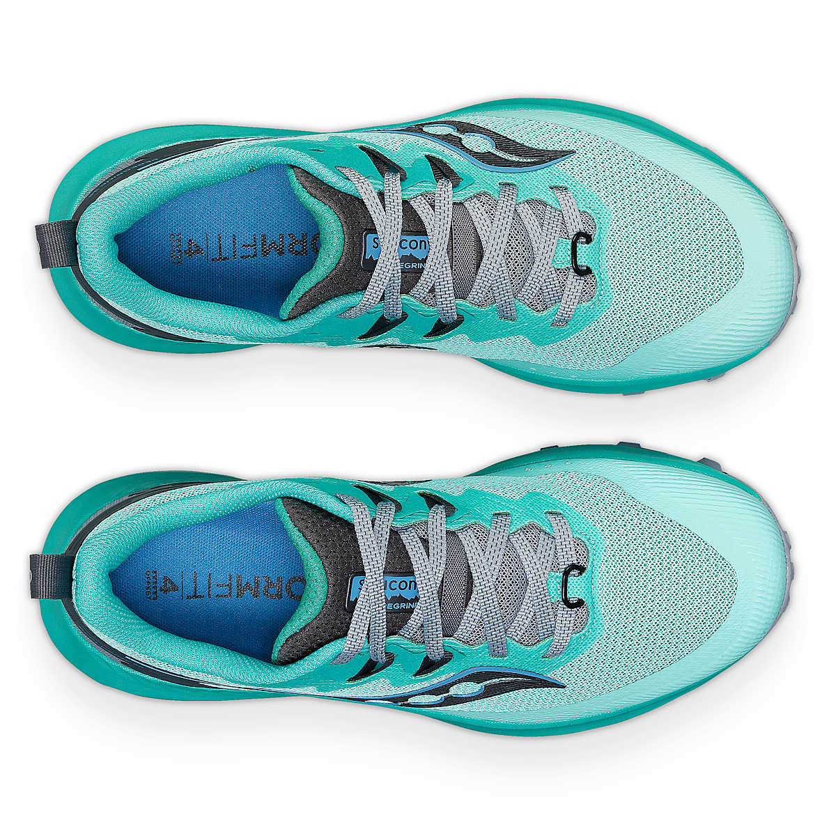 Peregrine 14 - Women by Saucony in blue and teal lightweight trail running shoes offering max protection and ultimate freedom for outdoor running