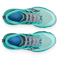 Peregrine 14 - Women by Saucony in blue and teal lightweight trail running shoes offering max protection and ultimate freedom for outdoor running