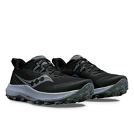 Peregrine 14 Wide - Women by Saucony in black and grey with wide fit, max protection for trail running and outdoor freedom
