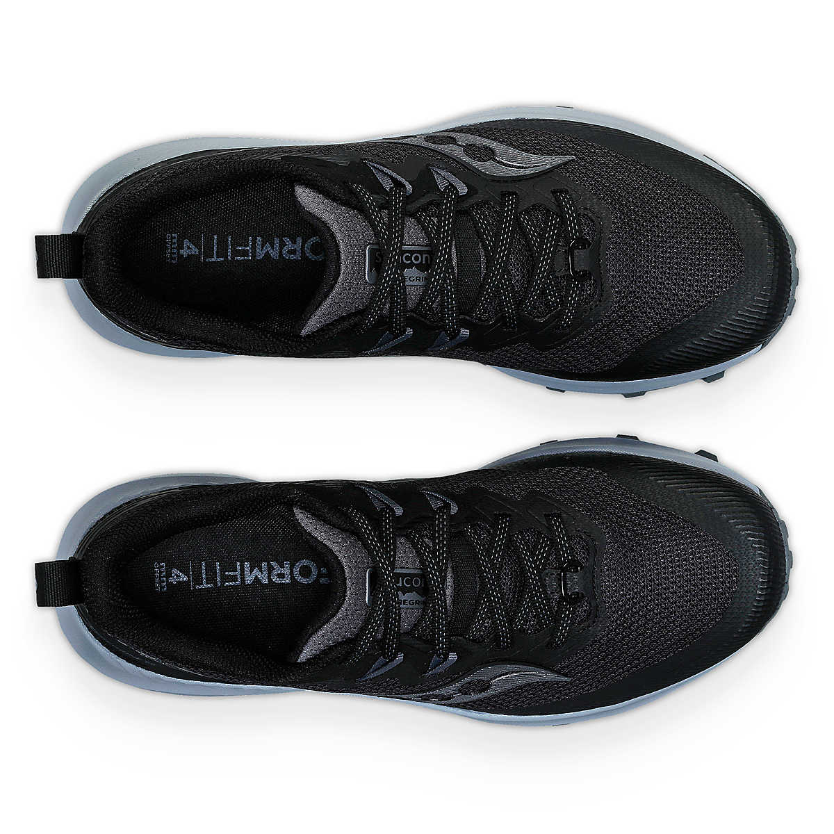Peregrine 14 Wide - Women by Saucony in black and grey, lightweight trail running shoe with max protection and freedom for outdoor exploration