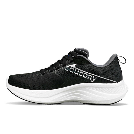 Ride 17 - Women by Saucony in black and white with PWRRUN+ foam cushioning, lightweight running shoe for comfort and road running