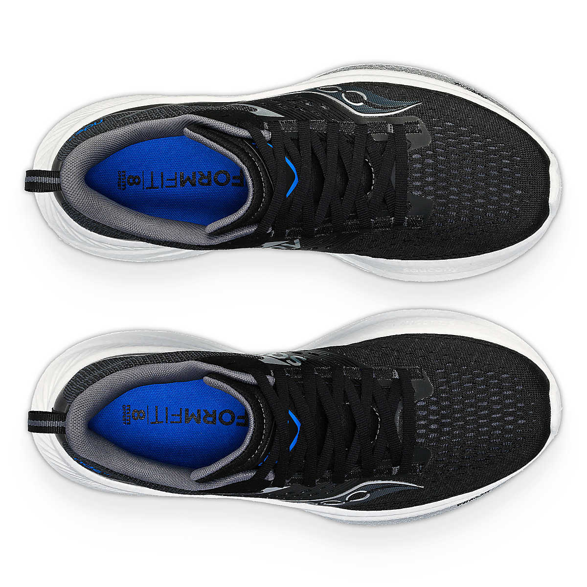 Ride 17 - Women by Saucony in black and white with PWRRUN+ foam cushioning, lightweight road running shoes for comfort and daily runs