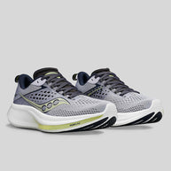 Ride 17 - Women by Saucony in grey and black with PWRRUN+ foam cushioning, lightweight road running shoes for comfort and daily use