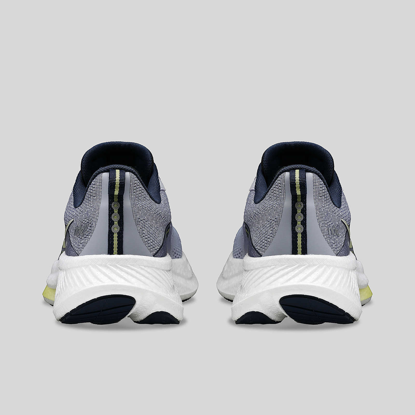 Ride 17 - Women by Saucony in grey and white with advanced PWRRUN+ foam cushioning, comfortable road running shoes for everyday use