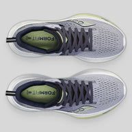 Ride 17 - Women by Saucony in grey and navy, cushioned running shoes with PWRRUN+ foam for comfort-first performance on road runs