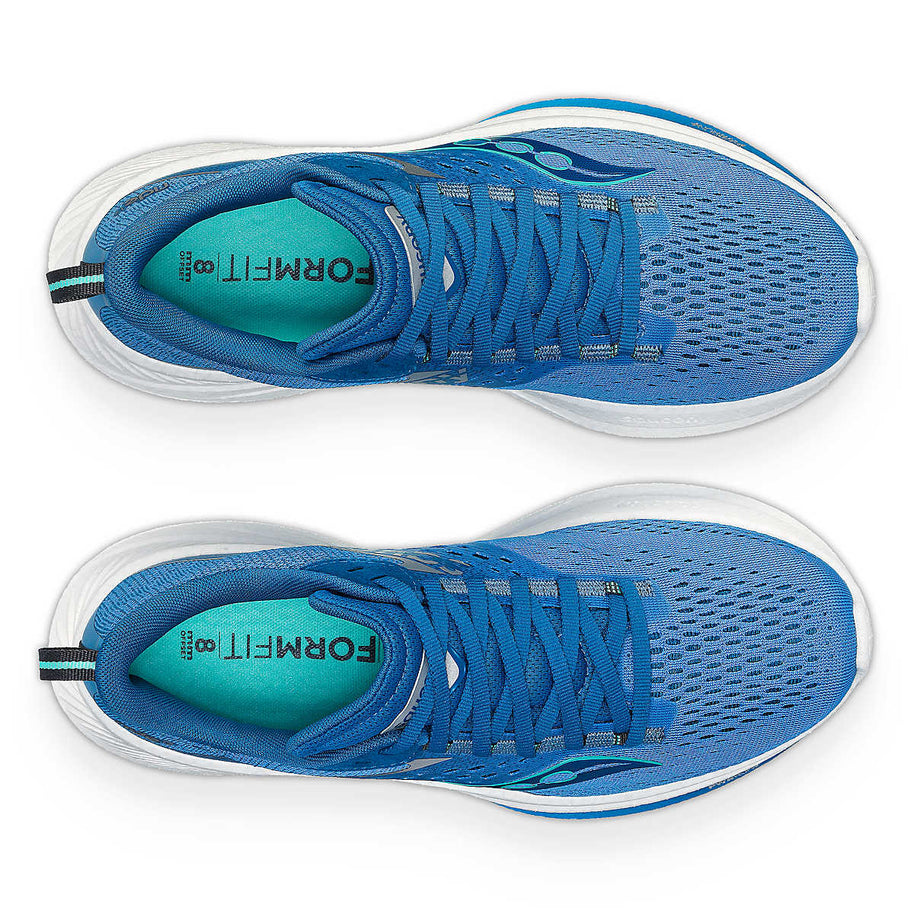 Ride 17 - Women by Saucony in blue with PWRRUN+ foam cushioning, comfortable road running shoe ideal for daily runs and errands